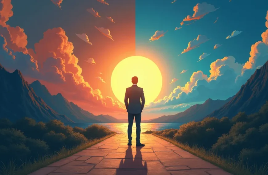 Dueño de negocio eligiendo entre el camino de un socio estratégico de marketing y el de un simple ejecutor de tareas.