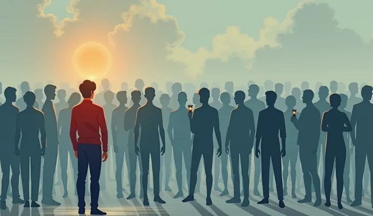 Estratega de marketing usando una lente para enfocar y crear un buyer persona detallado a partir de una multitud anónima.