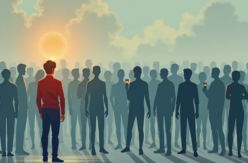 Estratega de marketing usando una lente para enfocar y crear un buyer persona detallado a partir de una multitud anónima.