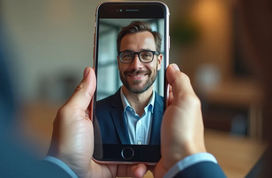 Manos sosteniendo un smartphone donde un dueño de negocio habla en un video, creando una conexión humana a través del video marketing.