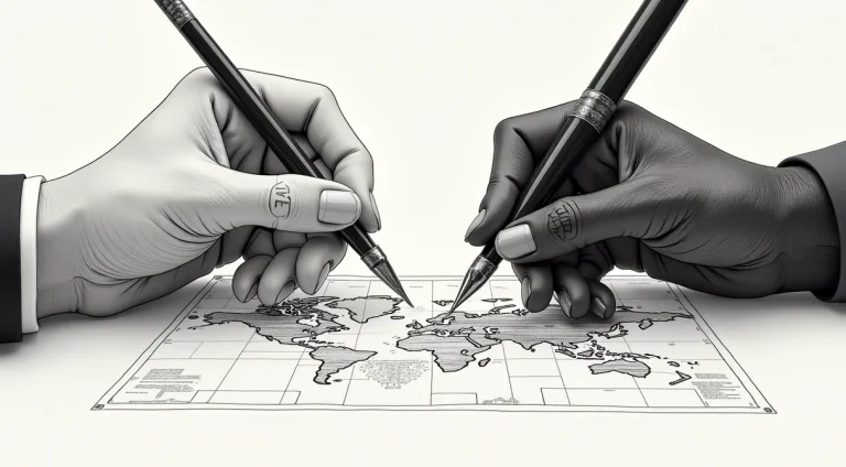 Mano humana y mano robótica trabajando juntas en un plano, simbolizando el uso ético de la IA en una estrategia de marketing humana.