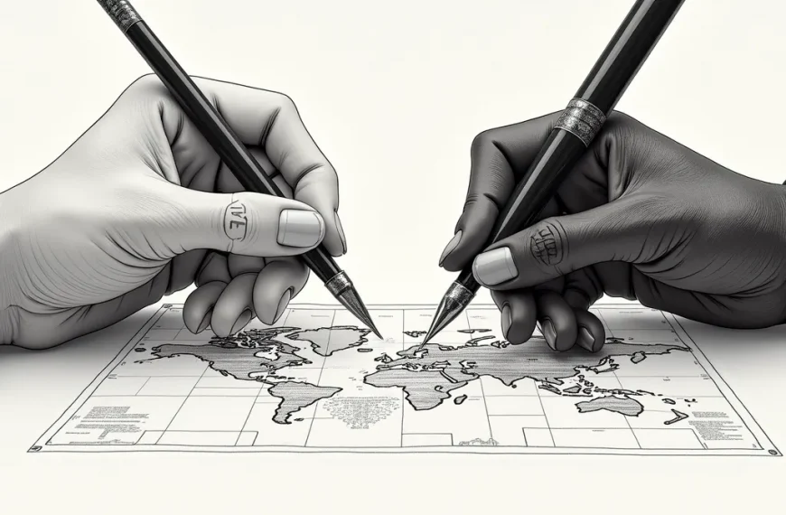 Mano humana y mano robótica trabajando juntas en un plano, simbolizando el uso ético de la IA en una estrategia de marketing humana.