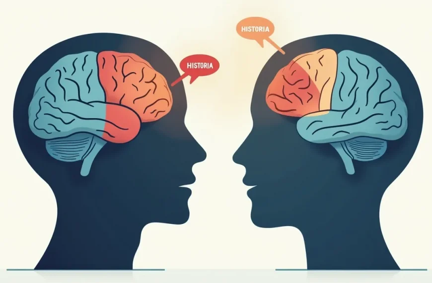 Diagrama del cerebro mostrando cómo el storytelling activa múltiples áreas, en contraste con los datos que solo activan el centro del lenguaje.