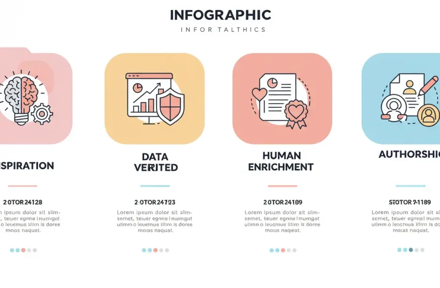 Infografía del Marco de Confianza IDEA para el uso ético de la IA: Inspiración, Datos, Enriquecimiento y Autoría.