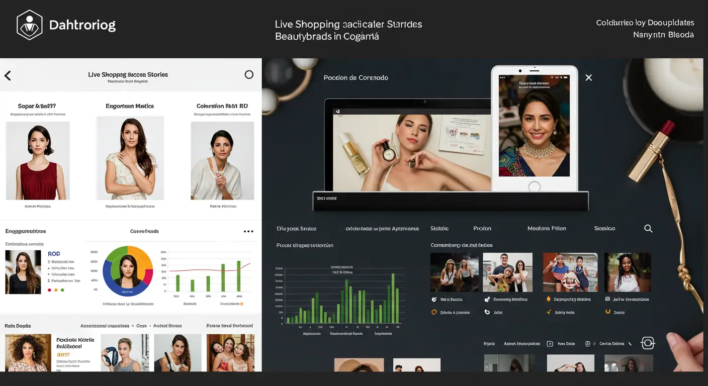 Dashboard de casos de éxito de live shopping para marcas de belleza en Bogotá con métricas de conversión y crecimiento