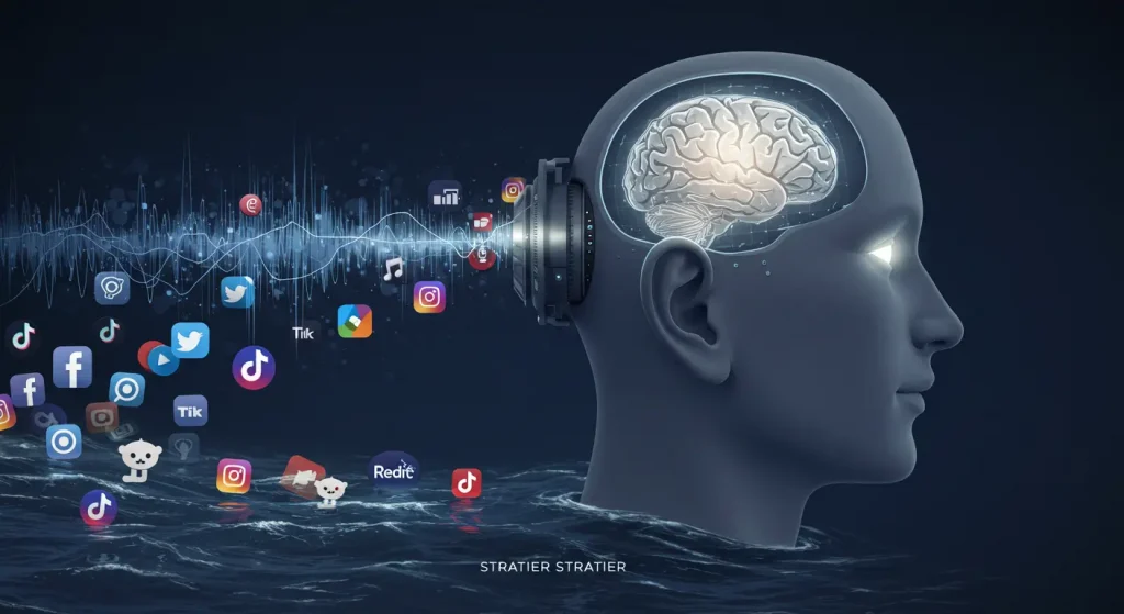 Estratega de marketing usando social listening como un radar para captar insights de las redes sociales.
