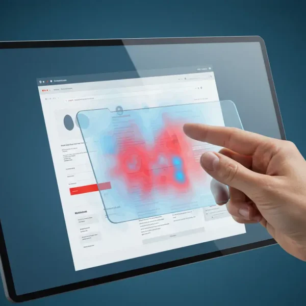 Ilustración de un heatmap como una visión de rayos X que revela el comportamiento del usuario en un sitio web.