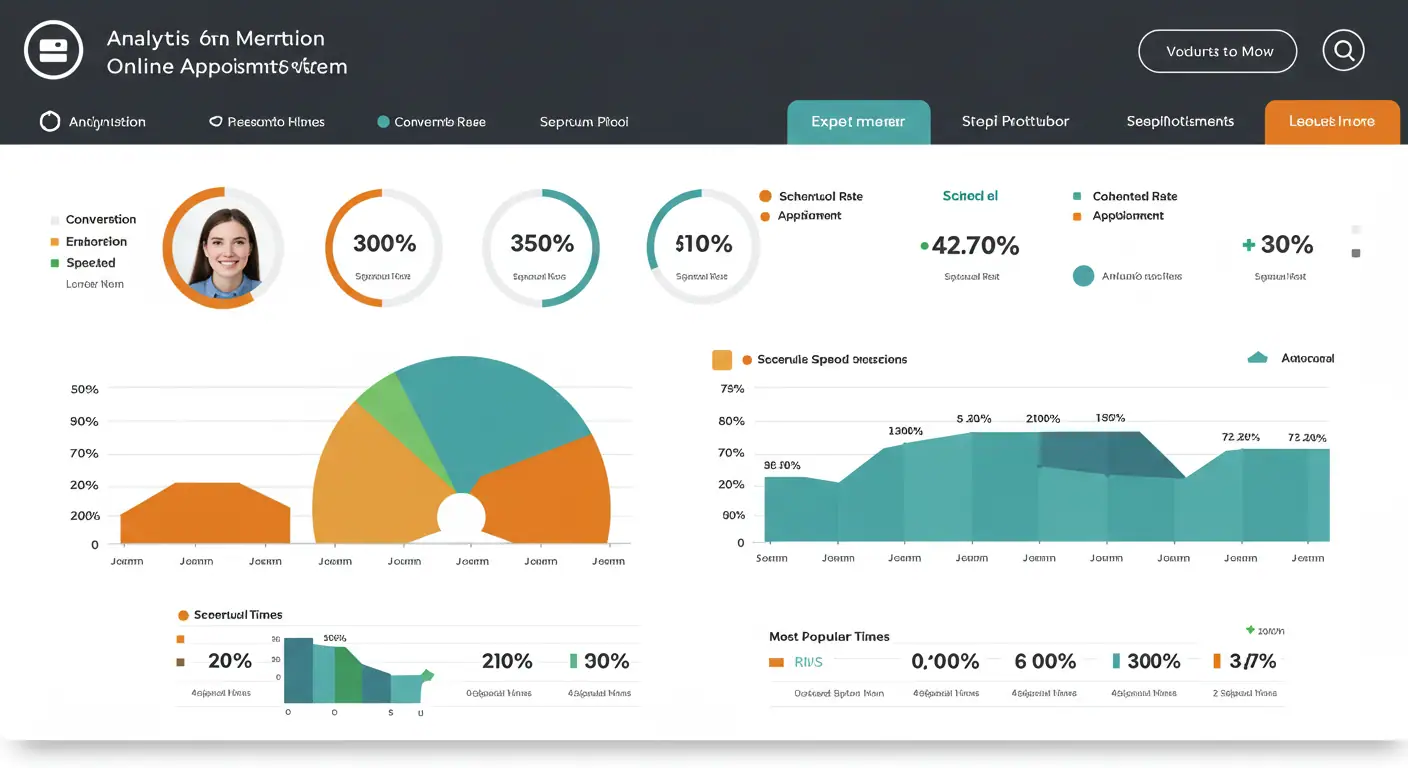 Dashboard de métricas mostrando el impacto de sistemas de citas online en salones con 300% más reservas y mejor conversión